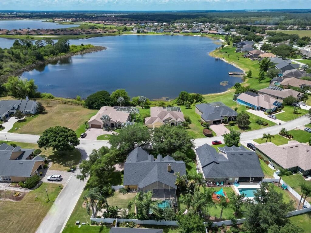 Aerial view of the Hart Lake Hills Community and Lake Hart.
